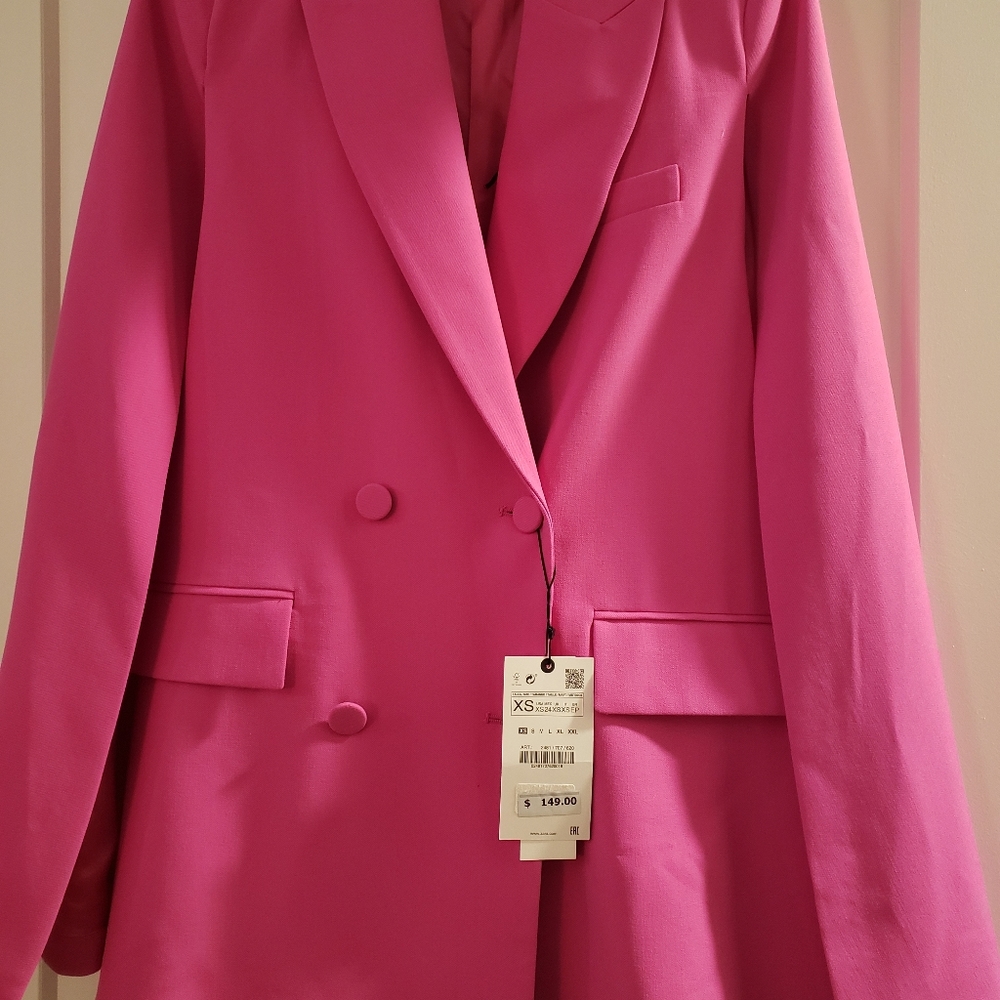 Zara NWT hot pink cape blazer size XS